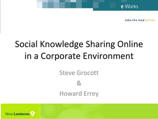Social Knowledge Sharing Online in a Corporate Environment Steve Grocott & Howard Errey 
