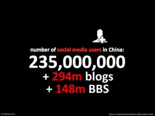 + 294m blogs
                  + 148m BBS
© Stephany Zoo
 