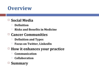 Social media and cancer communities | PPT