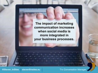 The impact of marketing
communication increases
  when social media is
   more integrated in
your business processes.
 