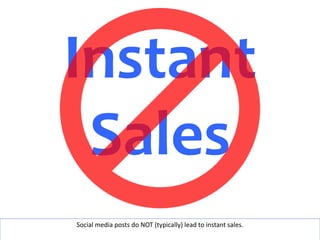 Instant 
Sales 
Social media posts do NOT (typically) lead to instant sales. 
State of Search 2014 @marktraphagen 
 
