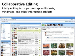 Collaborative Editing
Jointly editing texts, pictures, spreadhsheets,
mindmaps and other information artifacts
 
