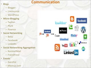 This is anything from your About UsFacebook – http://www.facebook.comLinkedIn - http://www.linkedin.com/