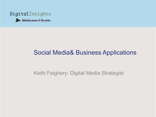 Social Media& Business Applications


Keith Feighery: Digital Media Strategist
 