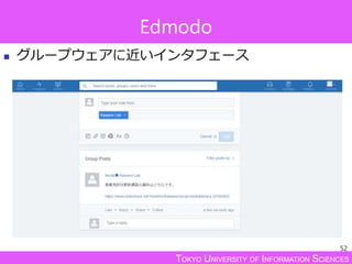 TOKYO UNIVERSITY OF INFORMATION SCIENCES
Edmodo
 グループウェアに近いインタフェース
52
 
