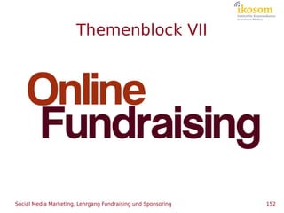 Themenblock VII




Social Media Marketing, Lehrgang Fundraising und Sponsoring   152
 