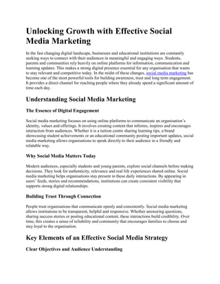 Unlocking Growth with Effective Social Media Marketing | PDF