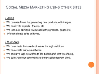 It increases the site popularity  &  to bring the potential customers to our niche area.By using the following famous Social networking sites  we can increase the site traffic and to get potential customers.Twitter.