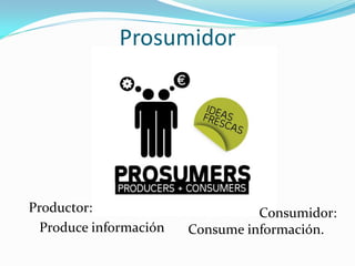 Prosumidor




Productor:                        Consumidor:
  Produce información   Consume información.
 