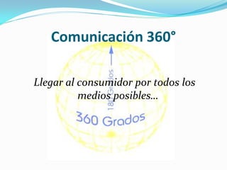 Comunicación 360°

Llegar al consumidor por todos los
          medios posibles…
 