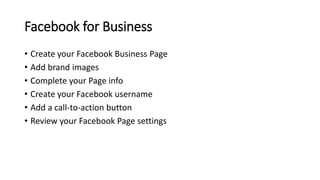 Create a Facebook Page
 