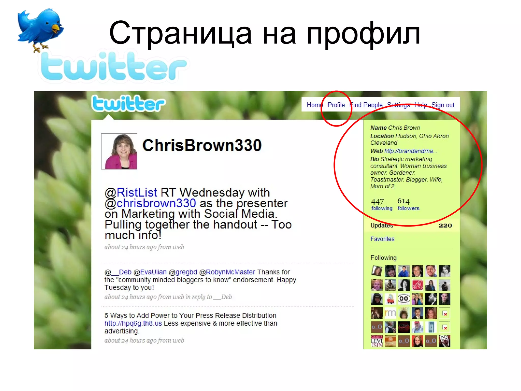 Страница на профил
 