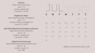 Social media marketing event calendar 2022