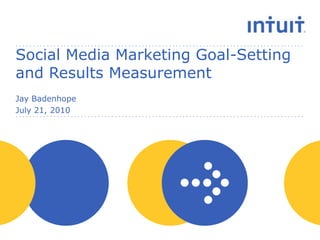 Social Media Marketing Goal-Setting and Results Measurement Jay Badenhope July 21, 2010 