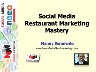 Social Media 
Restaurant Marketing 
Mastery 
Manny Sarmiento 
www.NewMediaNewMarketing.com 
 