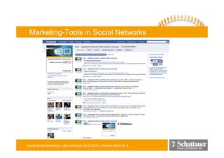 Marketing-Tools in Social Networks




Social Media Marketing • Bücherfrauen 25.03.2010 • Andrea Mühl, M. A.
                                                                        www.schattauer.de
 