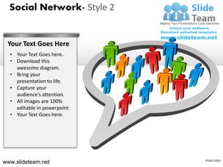 Social Network- Style 2


 Your Text Goes Here
  • Your Text Goes here..
  • Download this
    awesome diagram.
  • Bring your
    presentation to life.
  • Capture your
    audience’s attention.
  • All images are 100%
    editable in powerpoint
  • Your Text Goes here.




www.slideteam.net            YOUR LOGO
 