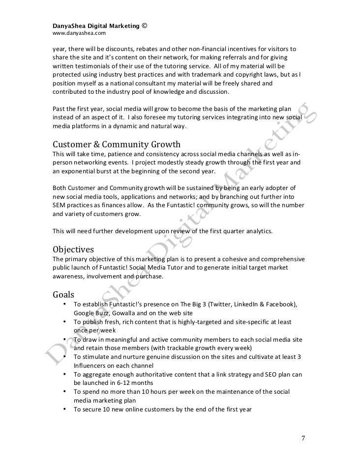 social media marketing plan sample
