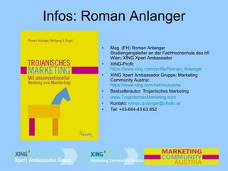 Infos: Roman Anlanger <ul><li>Mag. (FH) Roman Anlanger Studiengangsleiter an der Fachhochschule des bfi Wien; XING Xpert A...