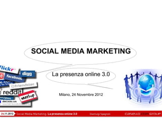 SOCIAL MEDIA MARKETING


    La presenza online 3.0


      Milano, 24 Novembre 2012
 