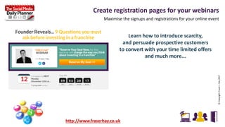 Create registration pages for your webinars
Maximise the signups and registrations for your online event
©CopyrightFraserJ...