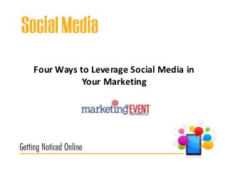 Four Ways to Leverage Social Media in
Your Marketing
 