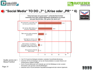 “ Social Media“ TO DO „7“ („Krise oder „PR“ “ 6) Quelle: promio.net + Messe Frankfurt 