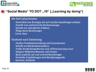 “ Social Media“ TO DO? „10“ („Learning by doing“) 