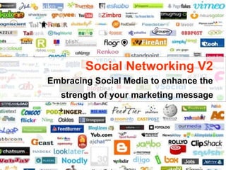 Social Networking V2
Embracing Social Media to enhance the
strength of your marketing message
 