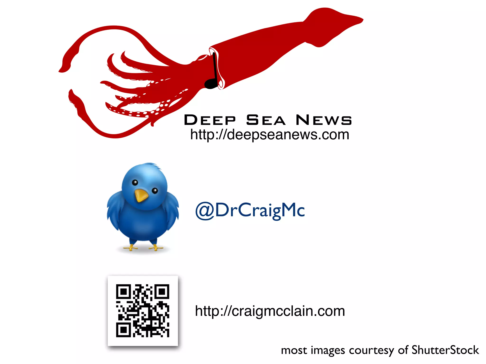 Deep Sea News 
http://deepseanews.com 
@DrCraigMc 
Deep Sea 
News 
DSN 
http://craigmcclain.com 
most images courtesy of ShutterStock 
