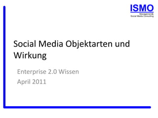 Social Media Objektarten und Wirkung Enterprise 2.0 Wissen April 2011 