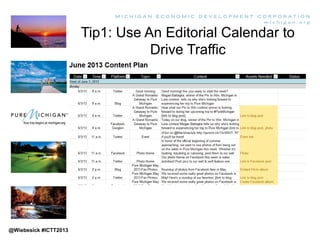 Tip1: Use An Editorial Calendar to
Drive Traffic
@Wiebesick #ICTT2013
 
