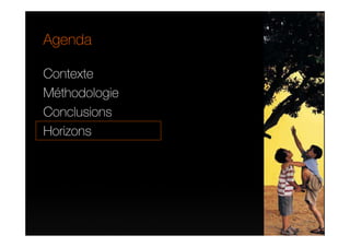 Agenda

Contexte
Méthodologie
Conclusions
Horizons
 