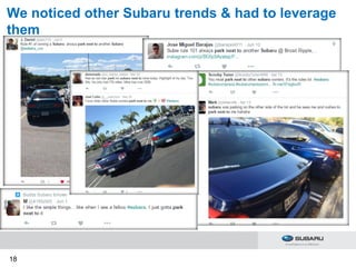 18
We noticed other Subaru trends & had to leverage
them
 