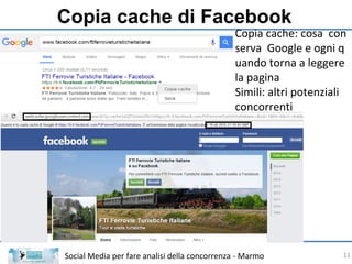 Social Media per fare analisi della concorrenza - Marmo
Copia cache di Facebook
Copia cache: cosa con
serva Google e ogni ...