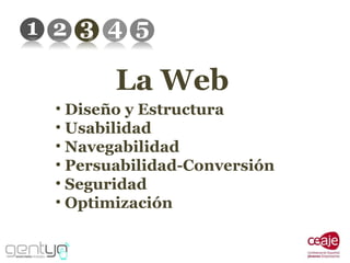 La Web Diseño y Estructura Usabilidad Navegabilidad Persuabilidad-Conversión Seguridad Optimización 
