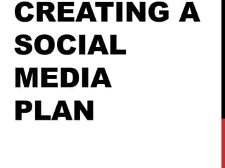 CREATING A
SOCIAL
MEDIA
PLAN

 