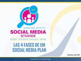 Guatemala. Junio, 2016
LAS 4 FASES DE UN
SOCIAL MEDIA PLAN
International Centre for Social Media Studies
 