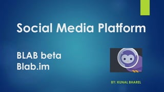 Social Media Platform
BLAB beta
Blab.im
BY: KUNAL BHAREL
 