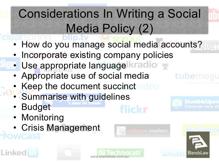social media policy in the workplace Still working on your social media policy not sure where to start what should it include in previous posts, i helped explain the difference between a social media policy. social media policy in the workplace Still working on your social media policy not sure where to start what should it include in previous posts, i helped explain the difference between a social media policy.
