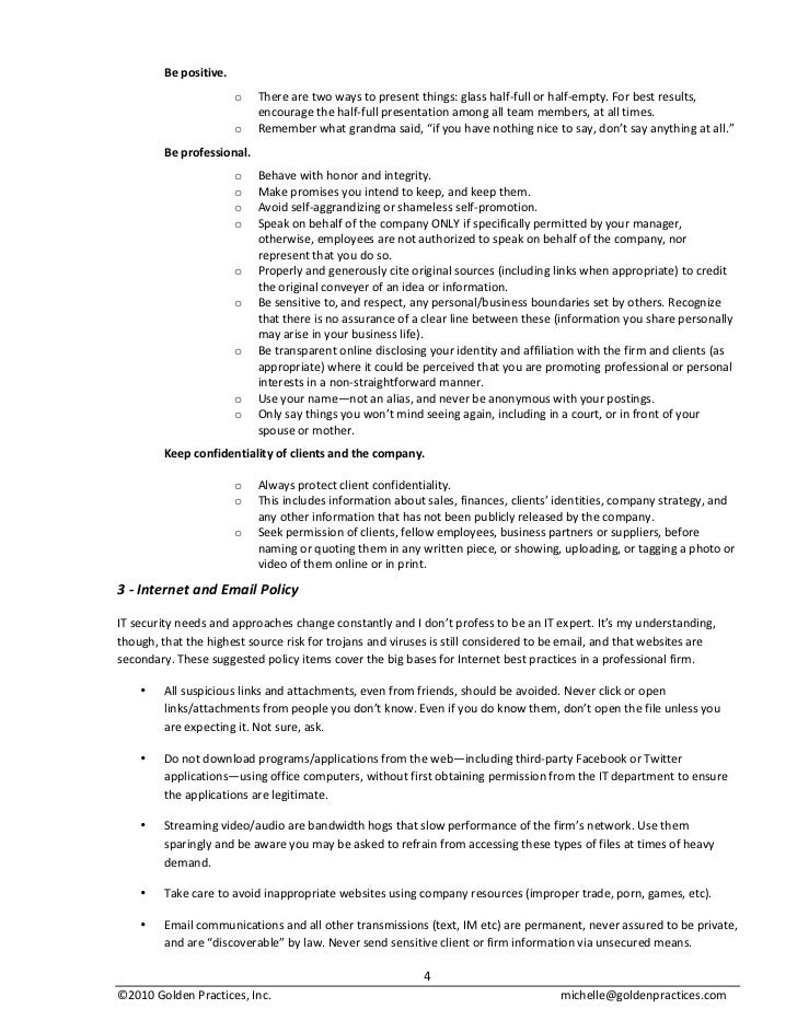 Social Media Policy Sample Policy
