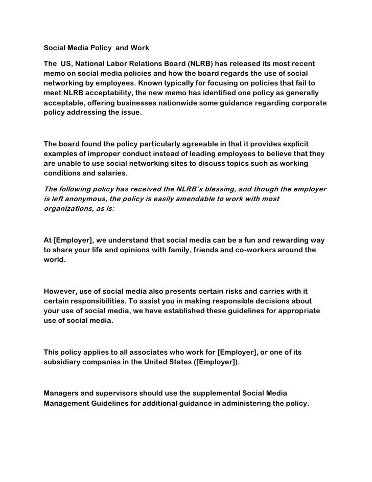 nlrb social media policy template awesome social networking policy template ensign exle nlrb social media policy template awesome social networking policy template ensign exle