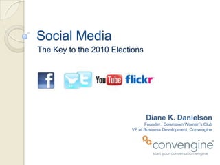 Social Media The Key to the 2010 Elections Diane K. Danielson Founder,  Downtown Women’s Club VP of Business Development, Convengine 