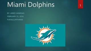 Miami Dolphins
BY: JARED VANEGAS
FEBRUARY 21, 2016
PUR3622/RTV4930
1
 