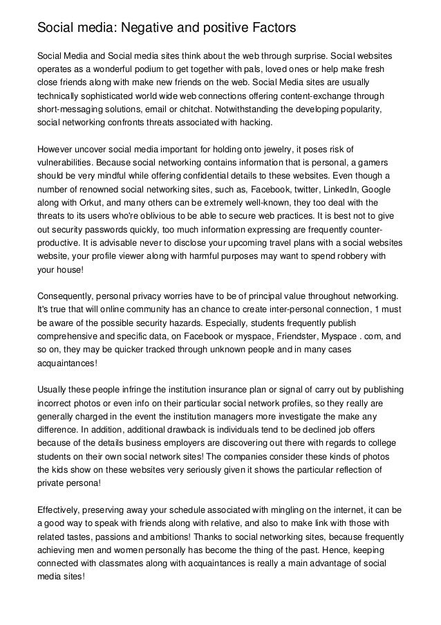 social media negative and positive factors social media essays