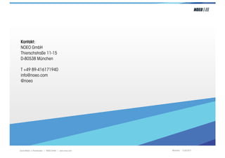 Kontakt:
NOEO GmbH
Thierschstraße 11-15
D-80538 München

T +49 89-416171940
info@noeo.com
@noeo




Social Media > Praxiswissen | NOEO GmbH | www.noeo.com   München, 13.05.2011
 