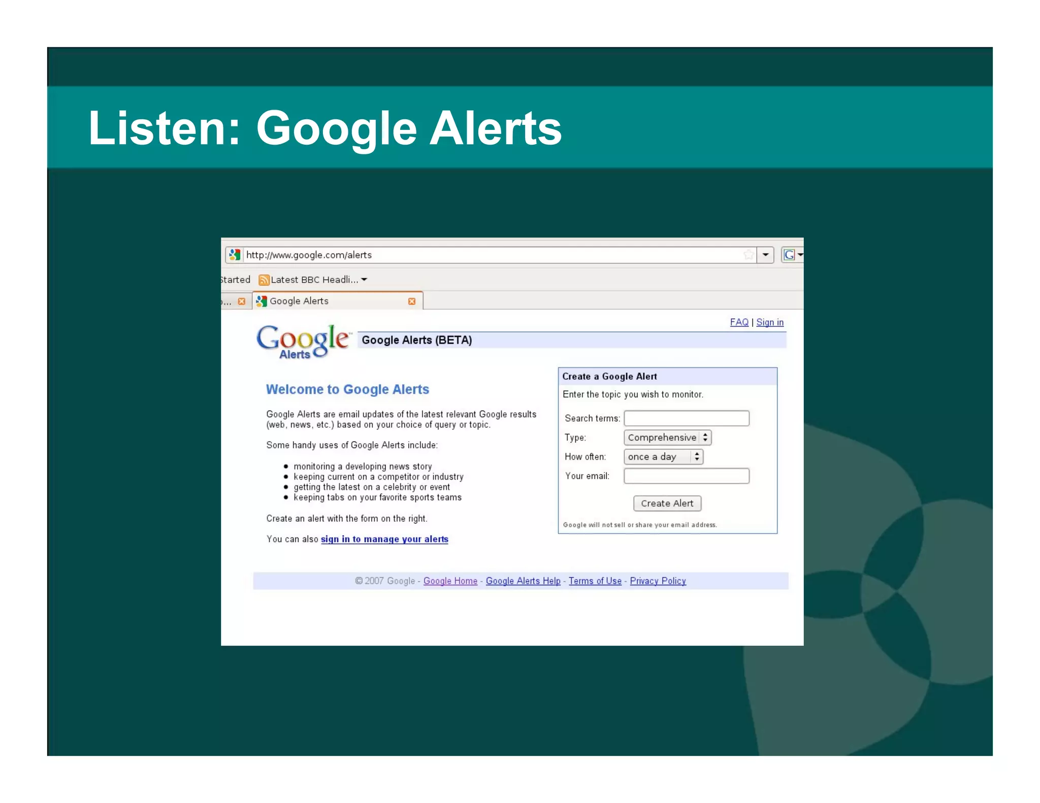 Listen: Google Alerts 