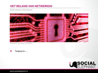 Ondernemen vanuit passie
Netwerken, de sleutel tot succes
HET BELANG VAN NETWERKEN
Toegang tot......
 