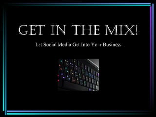 Get In the MIx!
           Let Social Media Get Into Your Business




                    The Diva Plan: A Multi-specialty
04/07/12                 Concierge Company             1
 