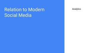 Relation to Modern
Social Media
Analytics
 